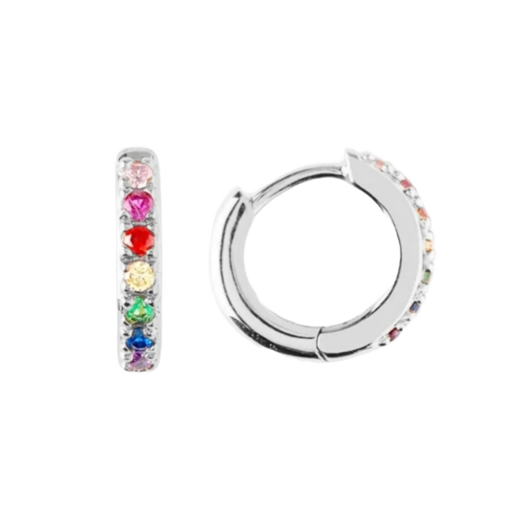 Rainbow mini hoops sølv
